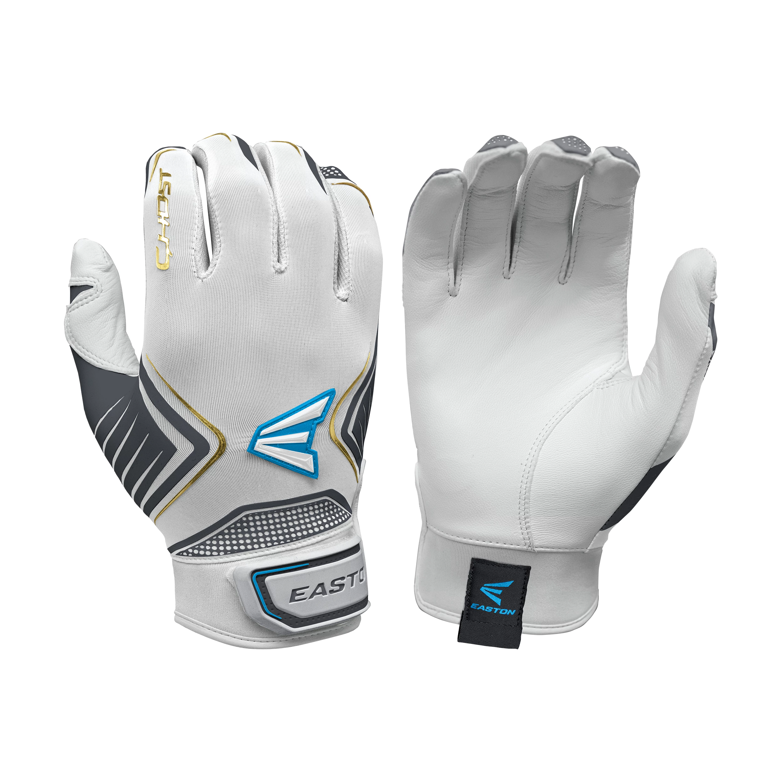 Easton Australia EASTON GHOST FASTPITCH BATTING GLOVES WHITE CHARCOAL/GOLD 1 Easton Australia EASTON GHOST FASTPITCH BATTING GLOVES WHITE CHARCOAL/GOLD